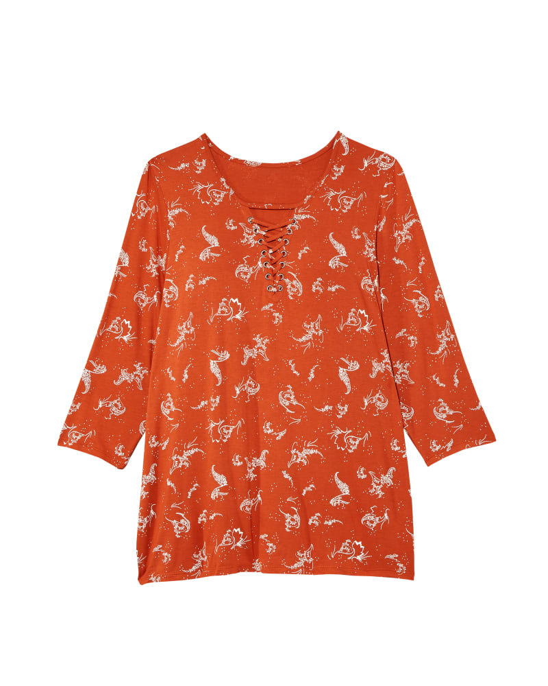 Front of plus size Easton Lace Up Tee by Prescott New York | Dia&Co | dia_product_style_image_id:122209